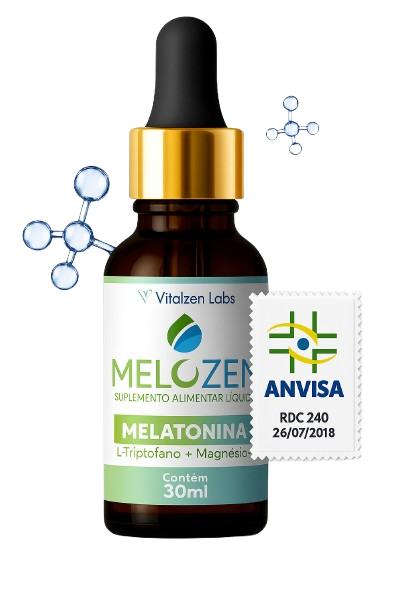 Frasco de suplemento Melozen com selo Anvisa